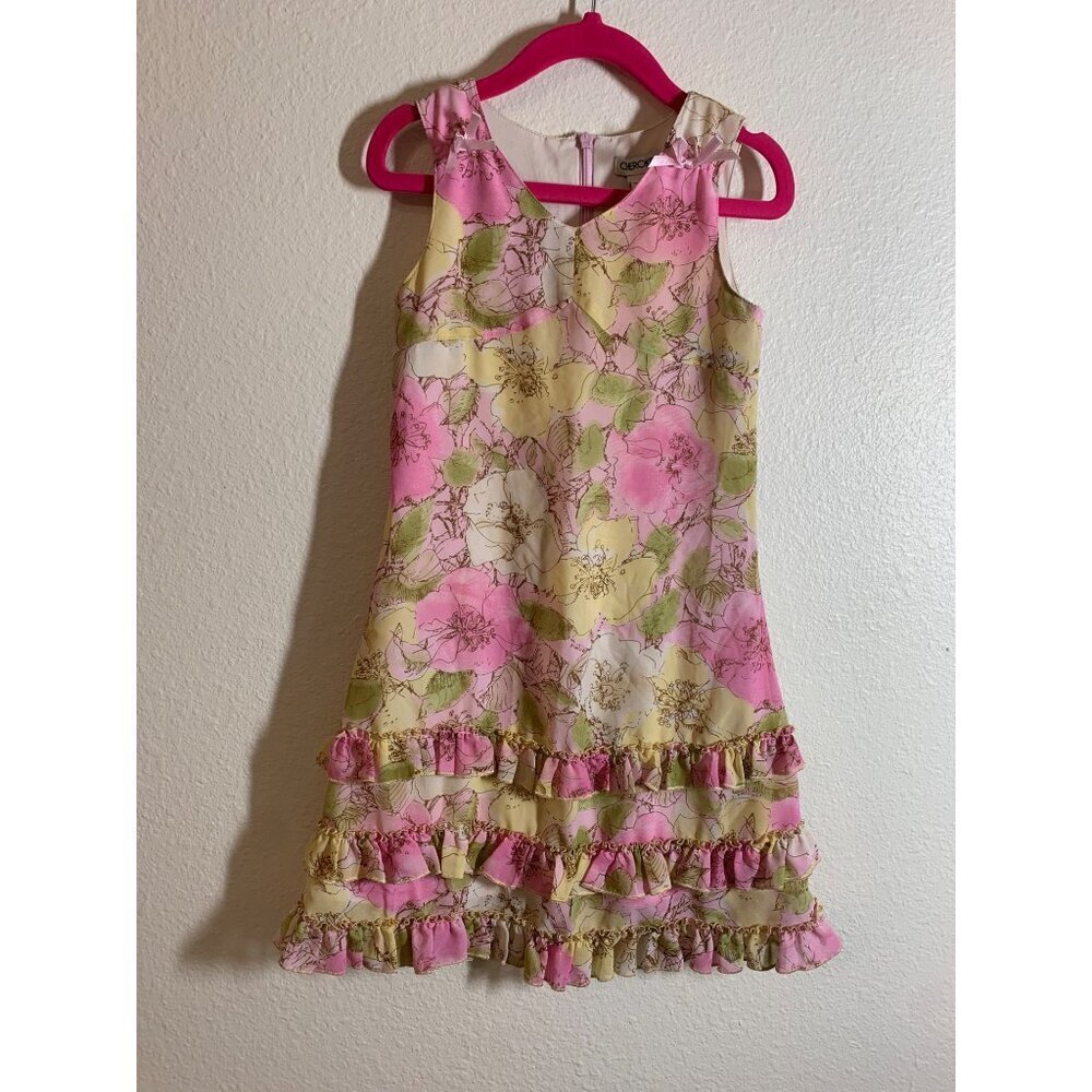 Cherokee Fancy Lined Dress Toddler Girls Size 4T Flower Print AC2